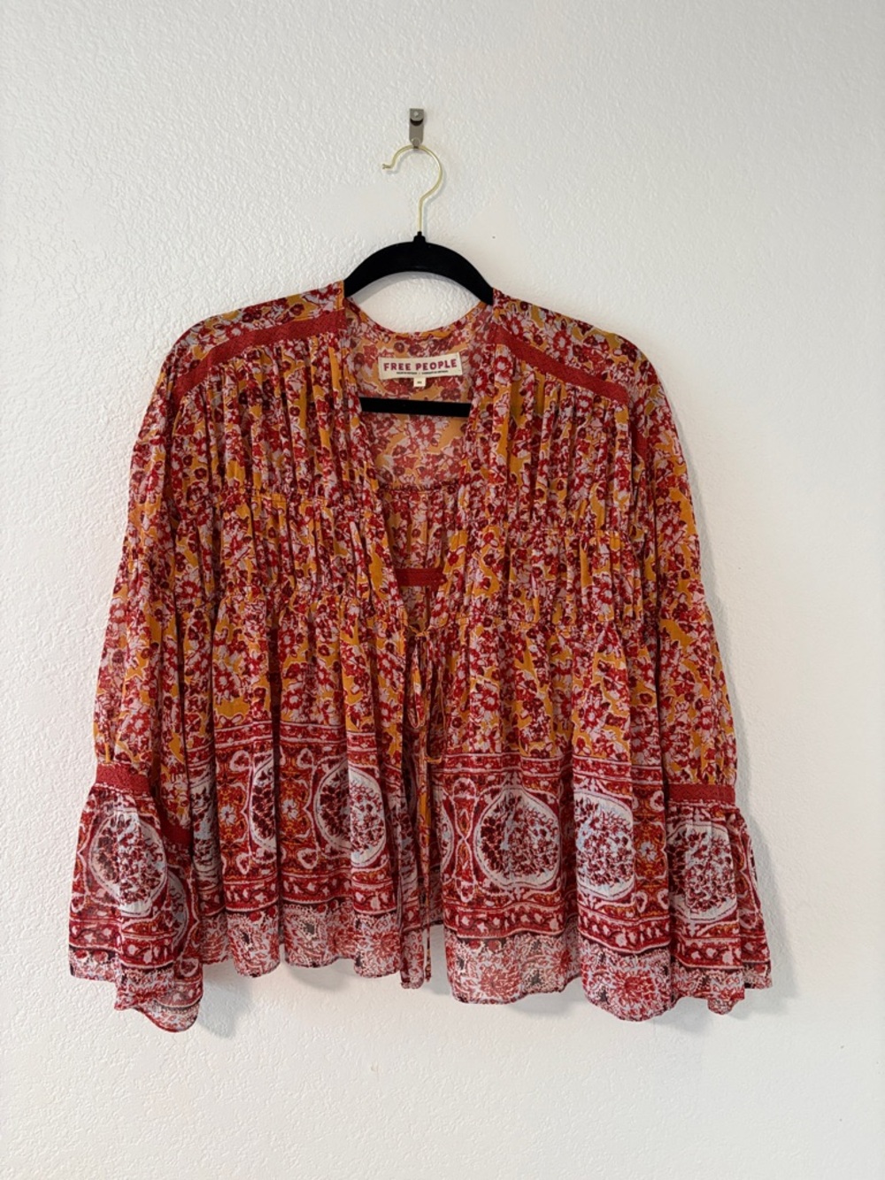 LAST CHANCE Free People Rust Floral Tiered Peasant Blouse